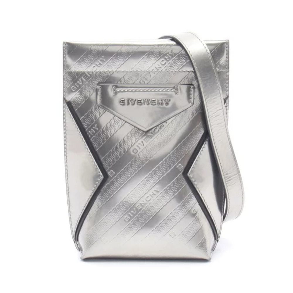 Givenchy Antigona Shoulder Bag Patent Vernis Leather Silver Tone